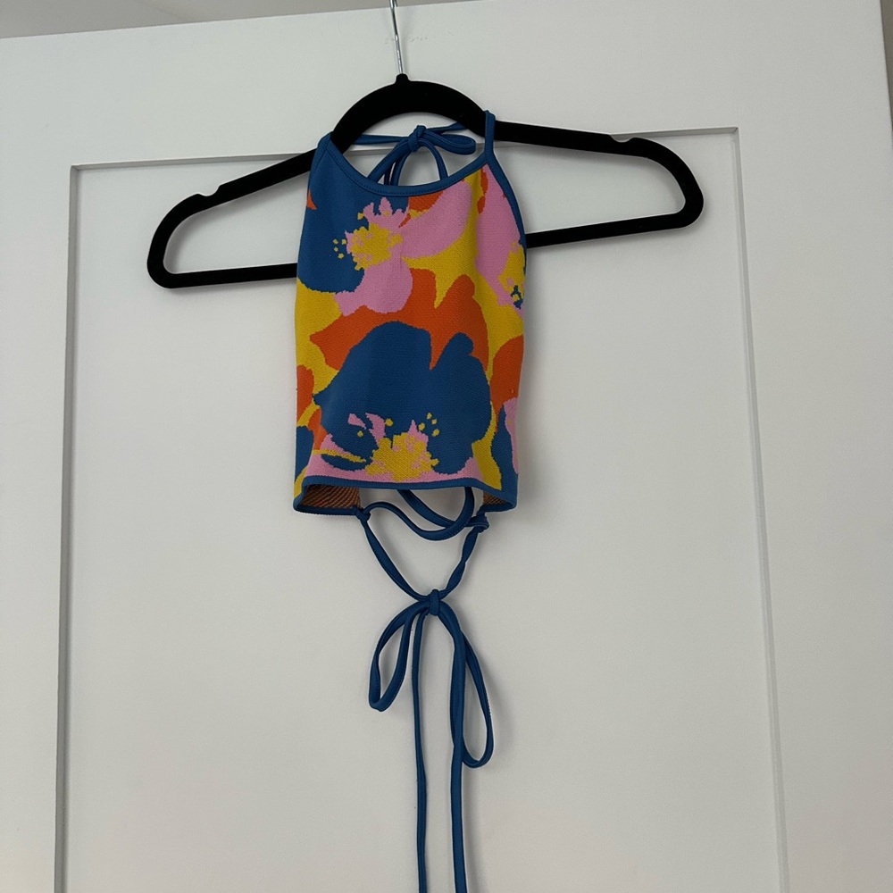 Colorful Halter Top With Open Back - image 1